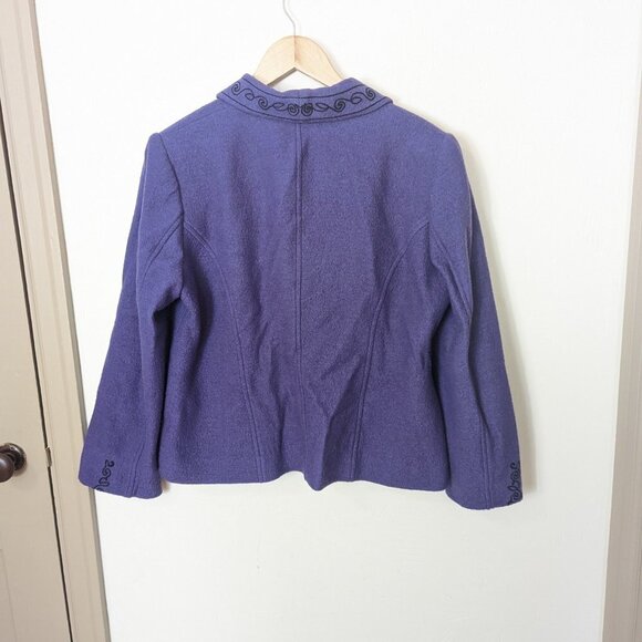 Pendelton Fitted Blazer Purple Merino Wool Boiled Embroidered Jacket Large - Picture 3 of 7